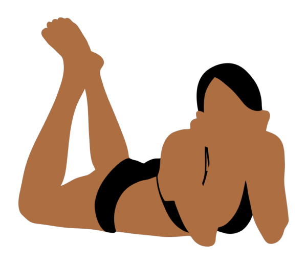 vector silhouette of brunette sexy woman in swimsuit lying on stomach